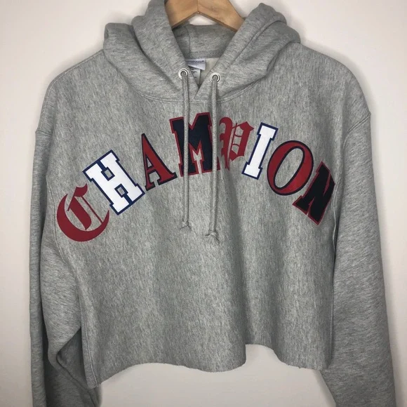 Champion Reverse Weave Crop Cut Off Hoodie L - Picture 8 of 9